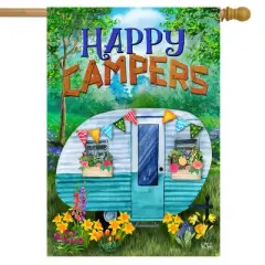Spring Happy Campers Floral House Flag 28 x 40 Briarwood Lane