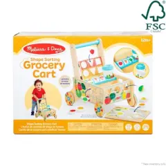 Melissa & Doug Wooden Shape Sorting Grocery Cart Push Toy and Puzzles