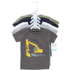 Hudson Baby Toddler Boy Short Sleeve T-Shirts, Construction Dino