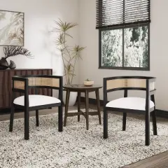 Christopher Knight Home Allen 3 Pieces Mid-Century Modern Wood and Cane Seating Set