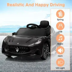 12V Ride On Car, Licensed Maserati Kids Electric Car with Remote Control, Battery Powered Vehicles