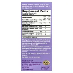 CATALO Children's Milk Calcium + Probiotics with Vitamin C , 50 Chewable Tablets