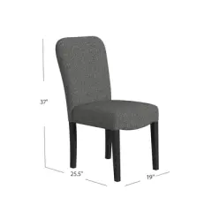 Set of 2 Rounded Back Upholstered Dining Chairs Black - HomePop