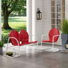 Griffith 2pc Outdoor Seating Set - Bright Red - Crosley