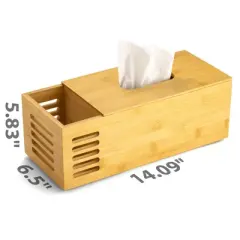 Officemate&reg; Bamboo Rectangular Tissue Box