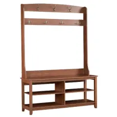 Saint Birch Salisbury 49-inches Hall Tree and Shoe Bench, Rustic Brown
