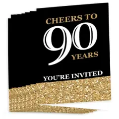 Big Dot of Happiness Adult 90th Birthday - Gold - Fill-In Birthday Party Invitations (8 count)