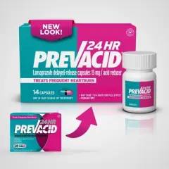 Prevacid 24 HR Lansoprazole Acid Reducer Delayed-Release 15 mg- PPI for Complete Heartburn Relief - 14 Capsules