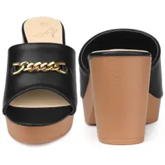 Perphy Open Toe Platform Block Heel Slides Sandals for Women