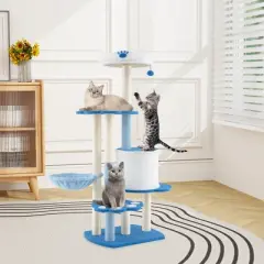 Tangkula 54" Cat Tree Tower w/ Sisal Scratching Posts Bell Cat Perch Cat Condo