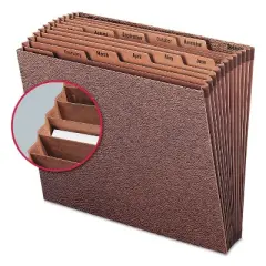 Smead TUFF Expanding Open-Top Stadium File, 12 Sections, 1/12-Cut Tabs, Letter Size, Redrope
