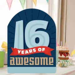 Big Dot of Happiness Boy 16th Birthday - Happy Sweet Sixteen Birthday Giant Greeting Card - Big Shaped Jumborific Card