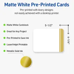 Avery 4.25" x 5.5" Cards, Gold Double-Dipped Edge, 20 ct