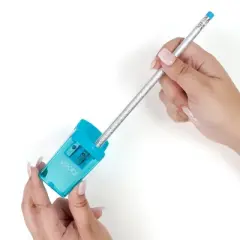 Two Hole Pencil Sharpener Aqua - Yoobi&trade;: Handheld, Non-Powered, Kids' Stationery, Metal & Plastic, with Cover