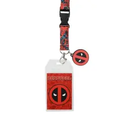 Deadpool Mask Logo 22&rdquo; Lanyard With ID Sleeve