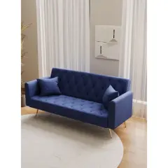 NicBex Convertible Loveseat Sofa Modern 2-Seat Upholstered Velvet Sofa Couch Adjustable Sofa Bed for Bedroom,Living Room,Office