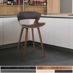 26" Jagger Faux Leather Wood Counter Height Barstool - Armen Living