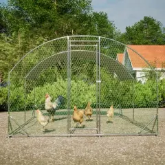 GDFStudio Peter Modern 157.5" Large Metal Dome Shaped Walk-in Fence Cage Hen House with Waterproof Cover