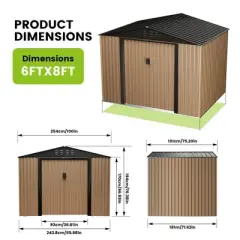 8x6 FT Outdoor Storage Shed, Large Metal Tool Shed with Sliding Door & Air Vent, Lockable Utility Tool Shed Storage House for Garden Patio Backyard