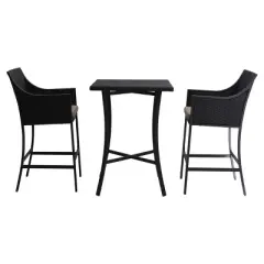 Riga 3pc All-Weather PE Wicker Bar Set - Multi-Brown - Christopher Knight Home