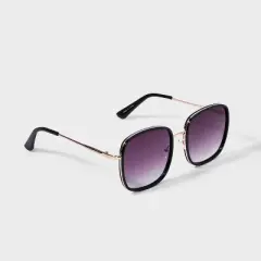 Women's Plastic and Metal Square Oversized Sunglasses - A New Day&trade; Black: UV Protection, Impact-Resistant