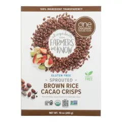 One Degree Organic Foods Sprouted Brown Rice Cacao Crisps - Case of 6/10 oz
