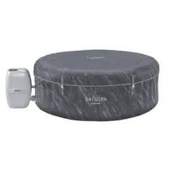 Bestway SaluSpa Boracay AirJet 2 to 4 Person Inflatable Hot Tub Round Portable Outdoor Spa with 120 Soothing AirJets, App Control, and Cover, Gray