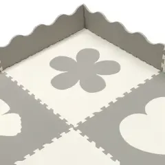Sorbus Gray and White Butterfly, Star, Heart, and Flower shapes Interlocking Puzzle Foam Mat (4 Tile Pieces) for playroom, nursery and more