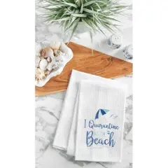 C&F Home Quarantine At The Beach Embroidered Waffle Weave Kitchen Towel