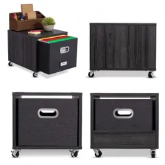 BirdRock Home Rolling Storage File Cabinet with 1 Lateral Drawer - Driftwood Grey
