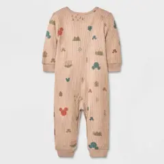 Baby Boys' Disney Mickey Mouse Long Sleeve Romper - Light Brown