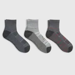 Hanes Premium Men's Striped City Streets Explorer Ankle Socks 3pk - Gray 6-12
