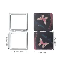 Unique Bargains Pink Butterfly Makeup Mirror Black Pink 1 Pc