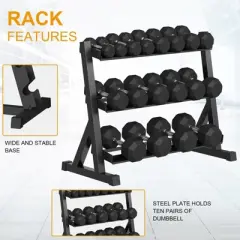 Rubber Coated Hex Dumbbell Weight Set, Multiple Sizes Exercise & Fitness Dumbbells,450LB Set, for Muscle Toning, Strength Building