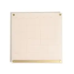 U Brands 16"x16" Acrylic Dry Erase Calendar with Metal Bulletin Strip Cream/Gold: Wall Mount Magnetic Board