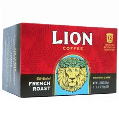 Lion Coffee French Roast Dark Roast Coffee Pods - 12ct