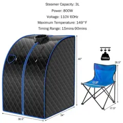 Costway Portable Steam Sauna w/ 9-gear Adjustable Temperature & Herbal Box Gray\Black\Coffee
