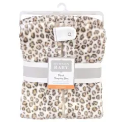 Hudson Baby Infant Girl Plush Sleeping Bag, Sack, Blanket, Cream Leopard