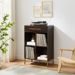 42.25" Juno Record Storage Cube Bookcase Dark Brown - Crosley