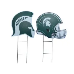 NCAA Michigan State Spartans 2pk Logo and Helmet Garden Stake Set