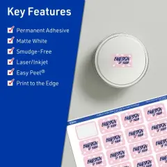 Avery TrueBlock Matte White Paper Labels,  1/2" x 1-3/4" Rectangle