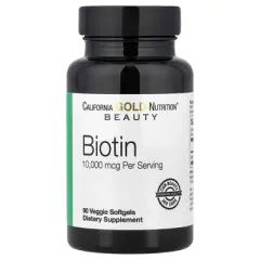 Biotin, 10,000 mcg d-Biotin, for Healthy Hair, Nails & Skin, Non GMO, Suitable for Vegetarians, Gluten Free, 90 Veggie Softgels