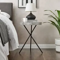 17.6" Round 3 Legged Industrial Style Side Table Cement - Danya B.