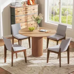 Tangkula Wooden Dining Chairs of 4 w/ added Cushions High Curved Back for Dining Room
