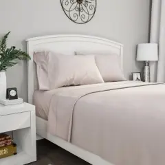 Hastings Home Twin XL Size Brushed Microfiber 3 Piece Bed Sheet and Linen Set with Stain Resistant Fitted and Flat Sheets - Beige