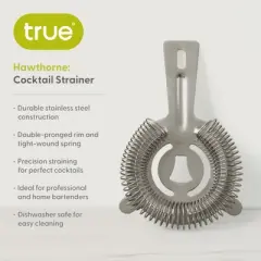 True Hawthorne Strainer, Stainless Steel Strainer, Cocktail Strainer for Drinks, Martini Strainer, Strainer for Bartending, Bar Accessories, Bar Tools