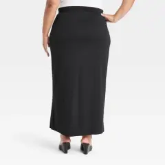 Women's Zip Slip Ponte Maxi A-Line Skirt - Ava & Viv&trade; Black