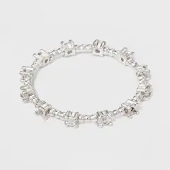 Silver Plated Cubic Zirconia Textured Band Ring - A New Day&trade; Silver/Clear - Size 6