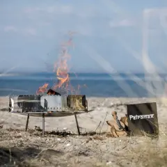 Petromax Fire Enclosure for Wind Protection, Protect Your Campfire from Wind with Easy Assembly Stainless Steel Windbreak, Carry Bag Included