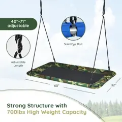 Infans 700lb Giant 60" Platform Tree Swing Outdoor w/ 2 Hanging Strap Camo Green